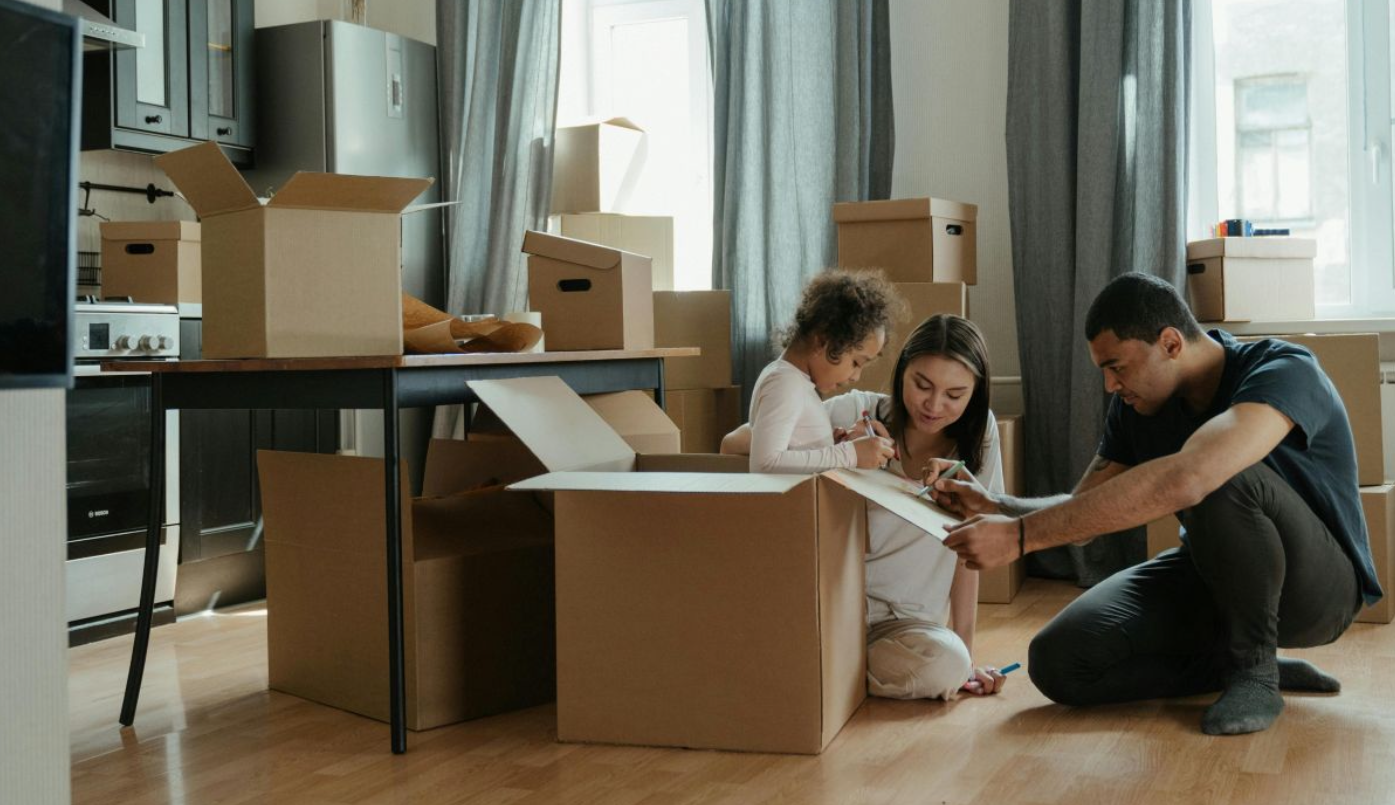 A Family Packing for a move