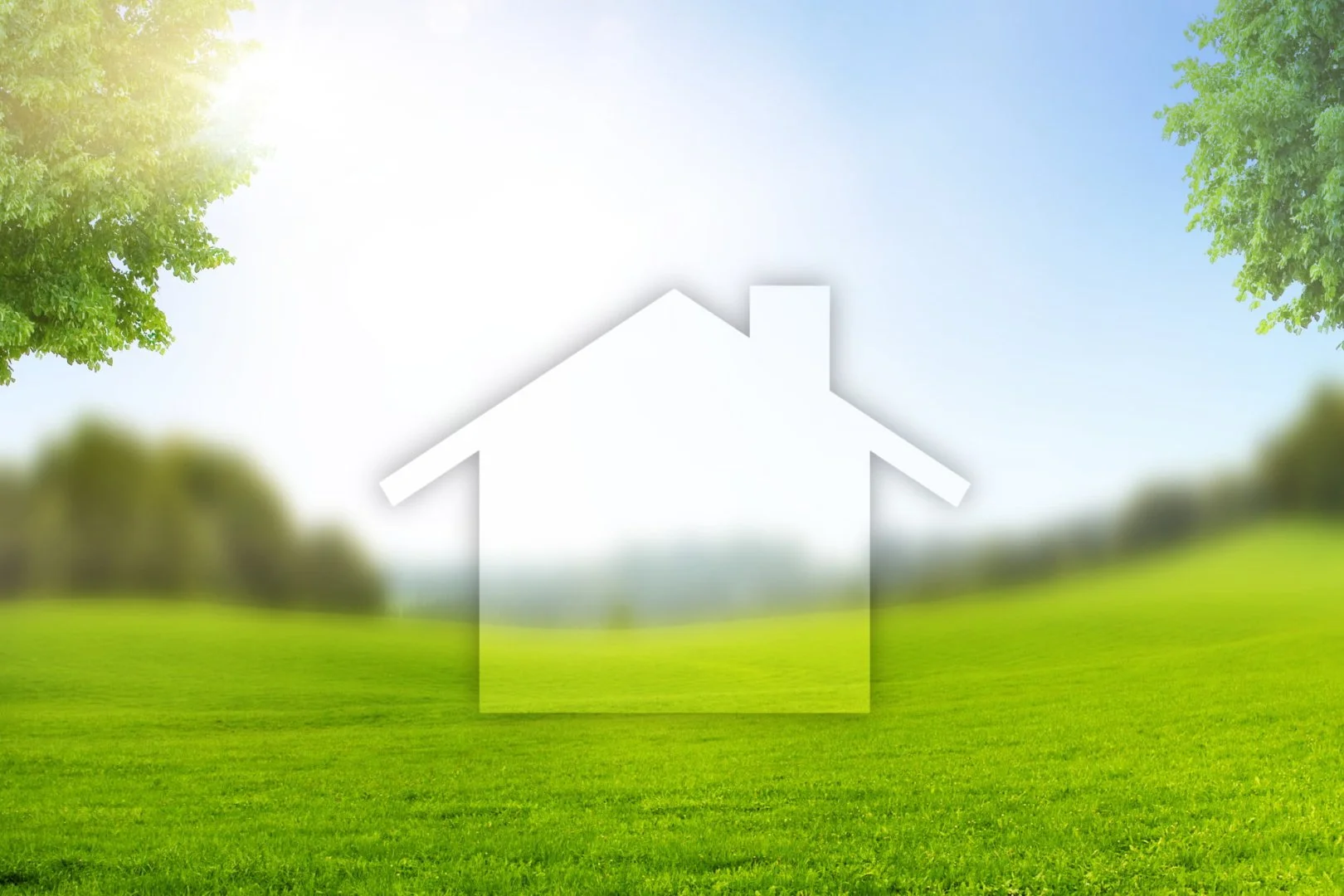 Moovers Chicago – Trusted Moving Services Outline of a house on a sunny landscape, representing Moovers Chicago moving services.