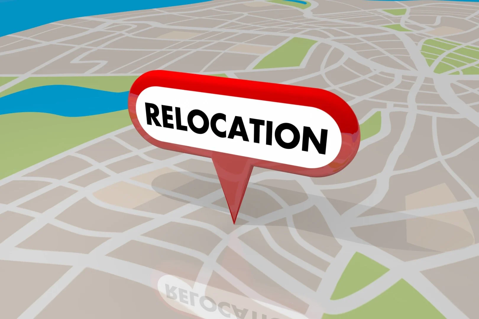 Relocation Services in Chicago Relocation pin on city map, representing moving services in Chicago.