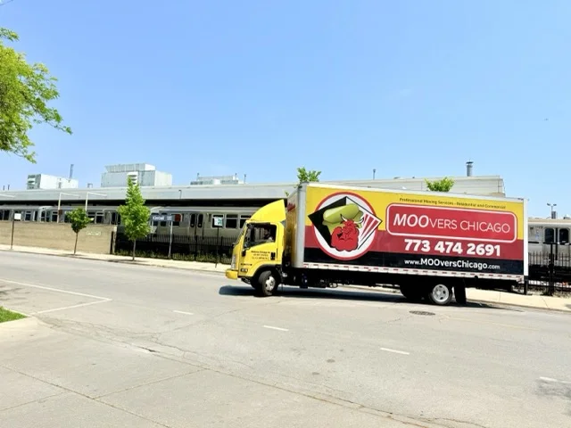 Moovers Chicago – Trusted Moving Services Moovers Chicago truck parked on a street, offering local and long distance moving services.