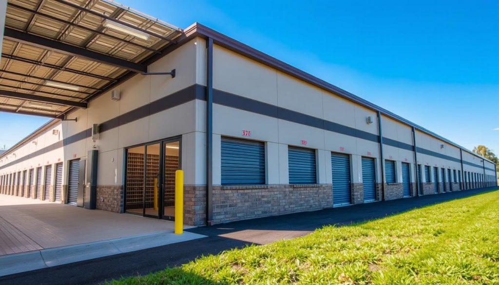 Image of a secure storage facility with climate-controlled units. Image of a secure storage facility with climate-controlled units.