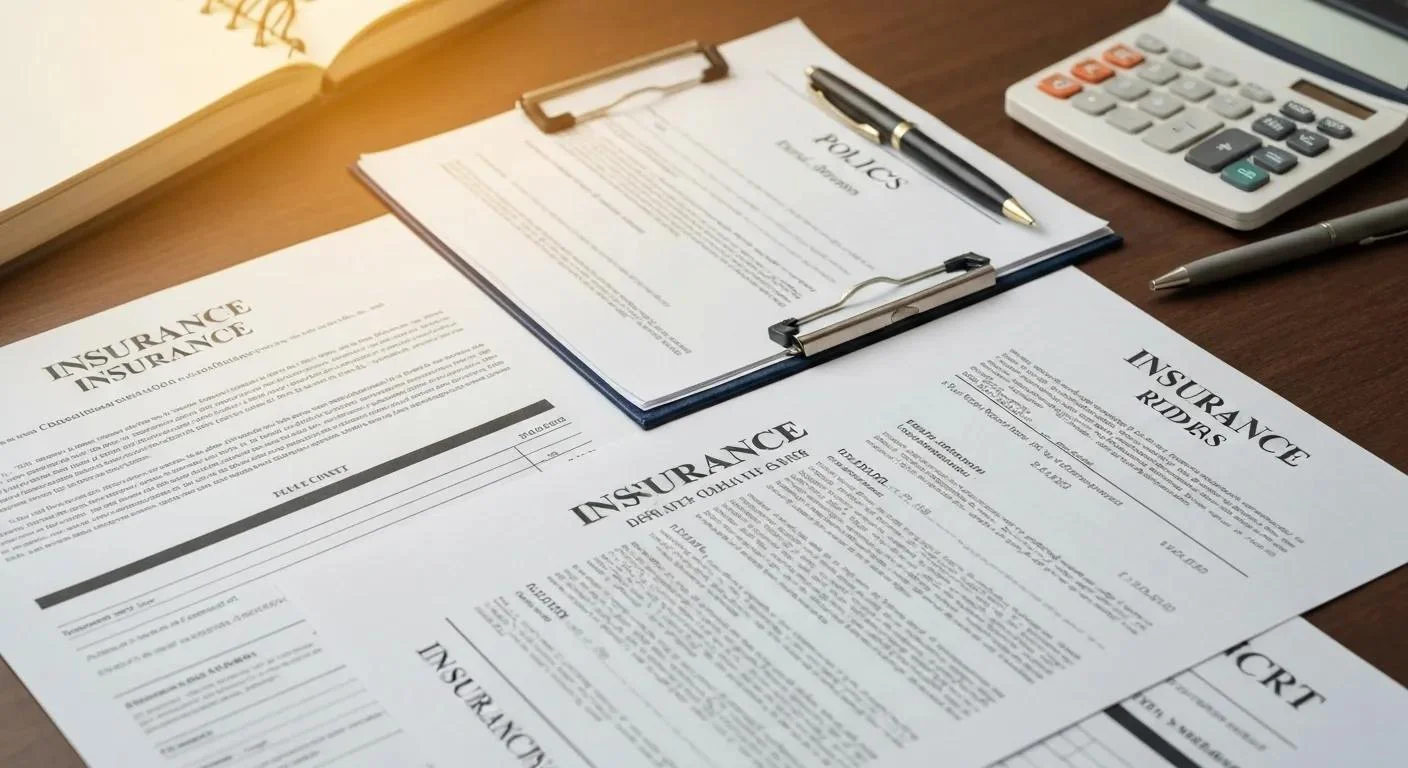 Insurance documents on a desk, related to moving services.