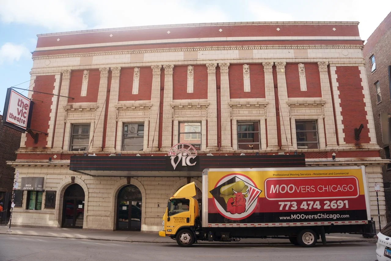 Moovers Chicago Truck at Historic Building Moovers Chicago truck parked in front of a historic building.