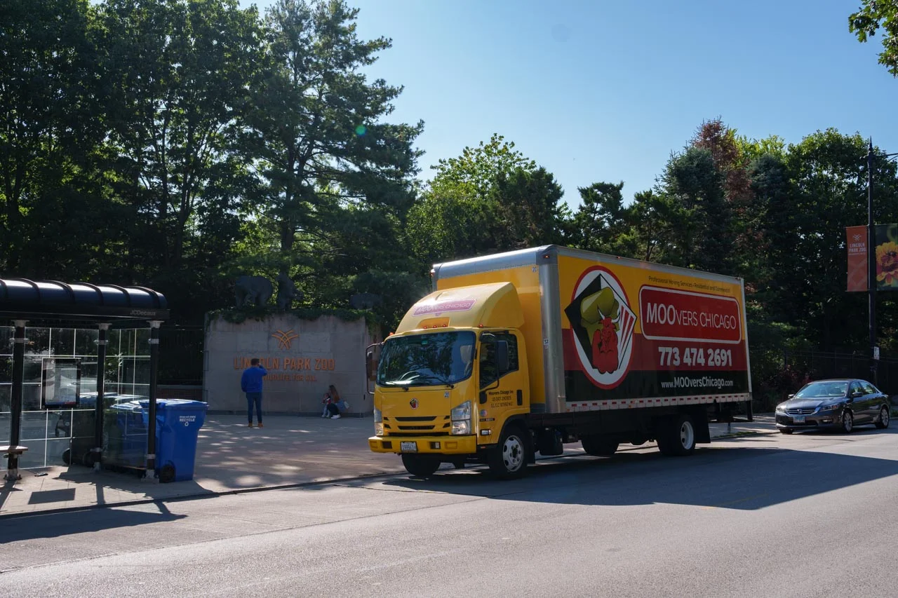 Moovers Chicago Truck at Lincoln Park Moovers Chicago truck parked near Lincoln Park Zoo.
