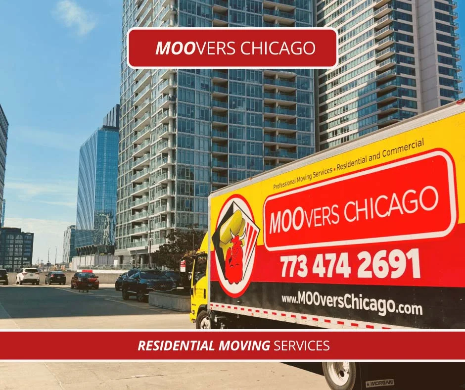 Moovers Chicago truck in city, offering professional moving services.