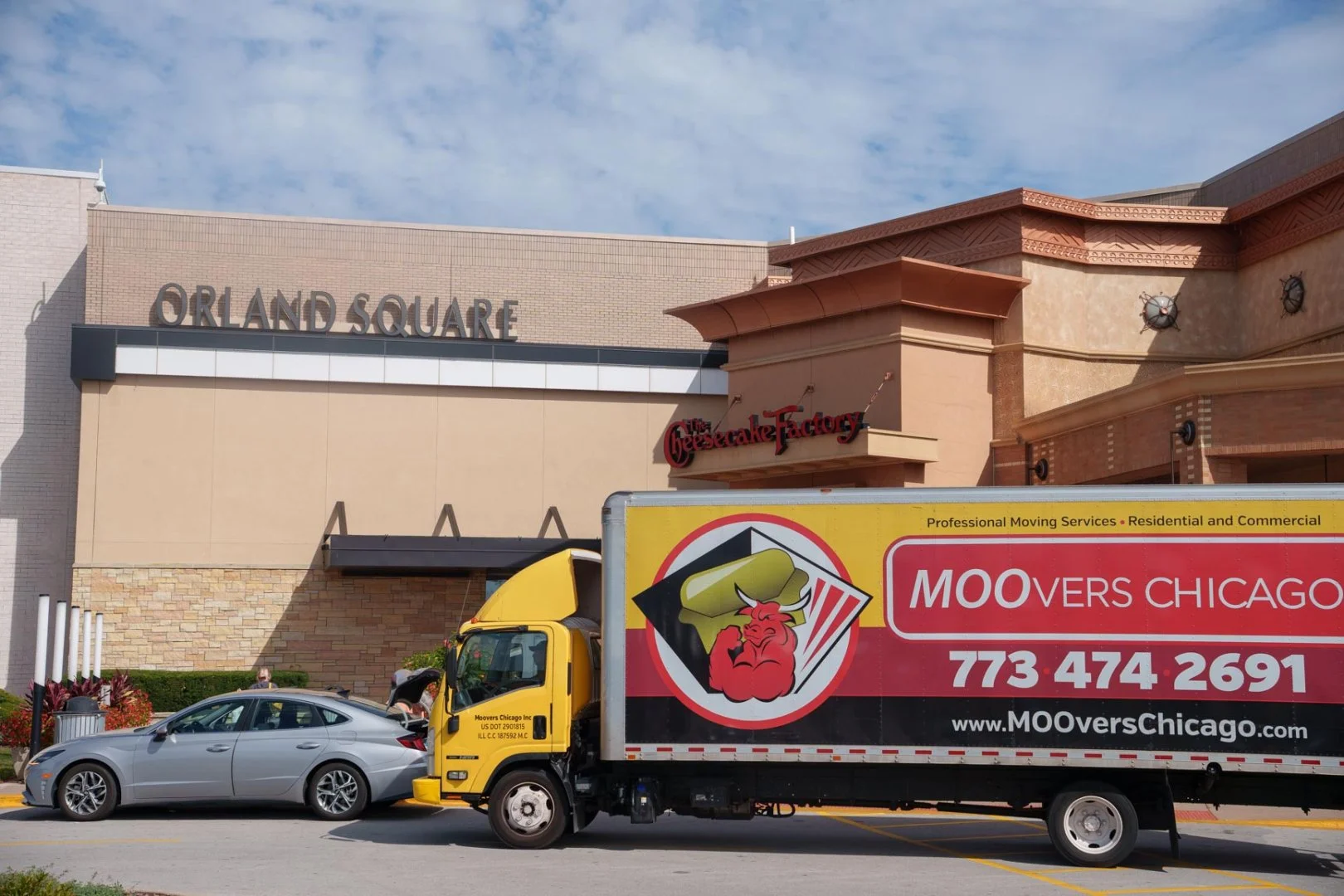Moovers Chicago at Orland Square Moovers Chicago truck at Orland Square, professional moving services.