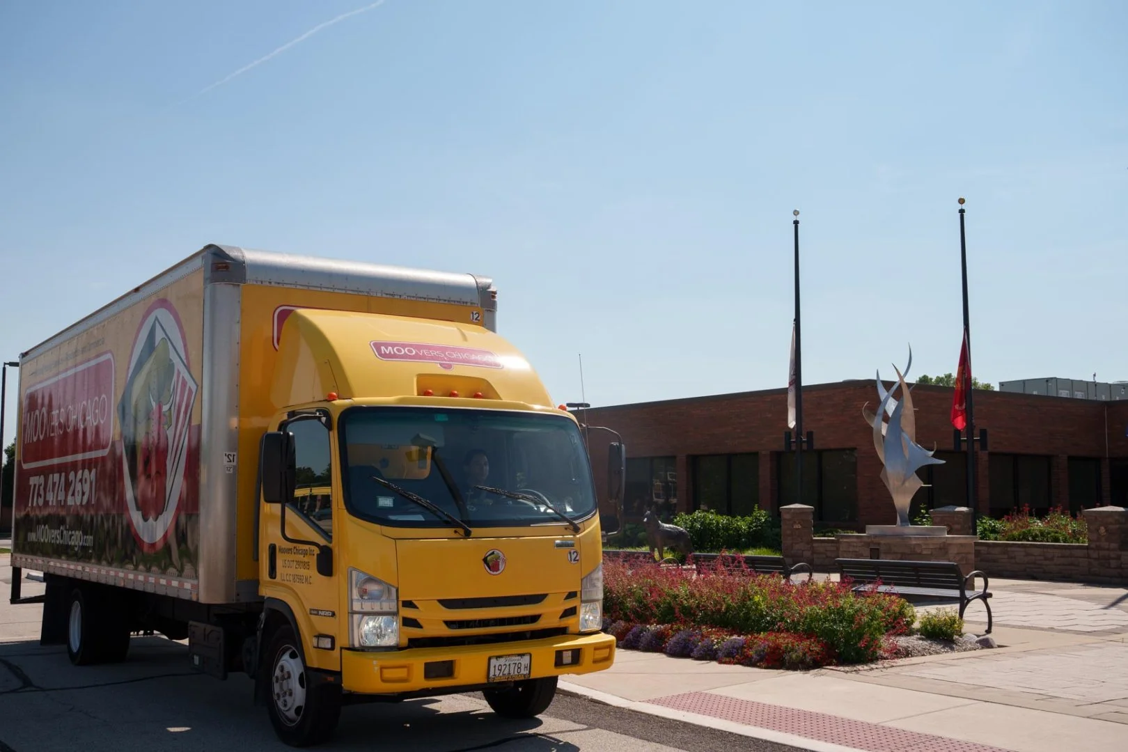 Moovers Chicago Truck in Hanover Moovers Chicago truck parked in Hanover Park, IL, offering local and long distance moving services.