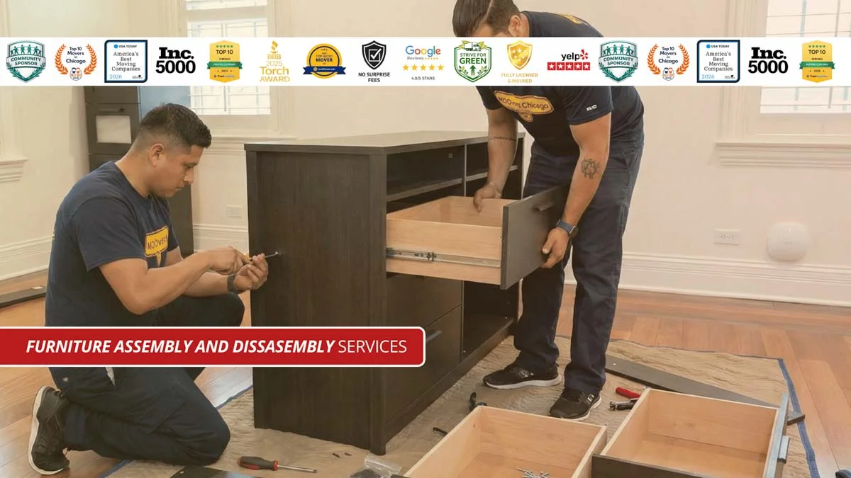 Furniture Assembly by Moovers Chicago Movers assembling furniture in Chicago, Moovers Chicago.