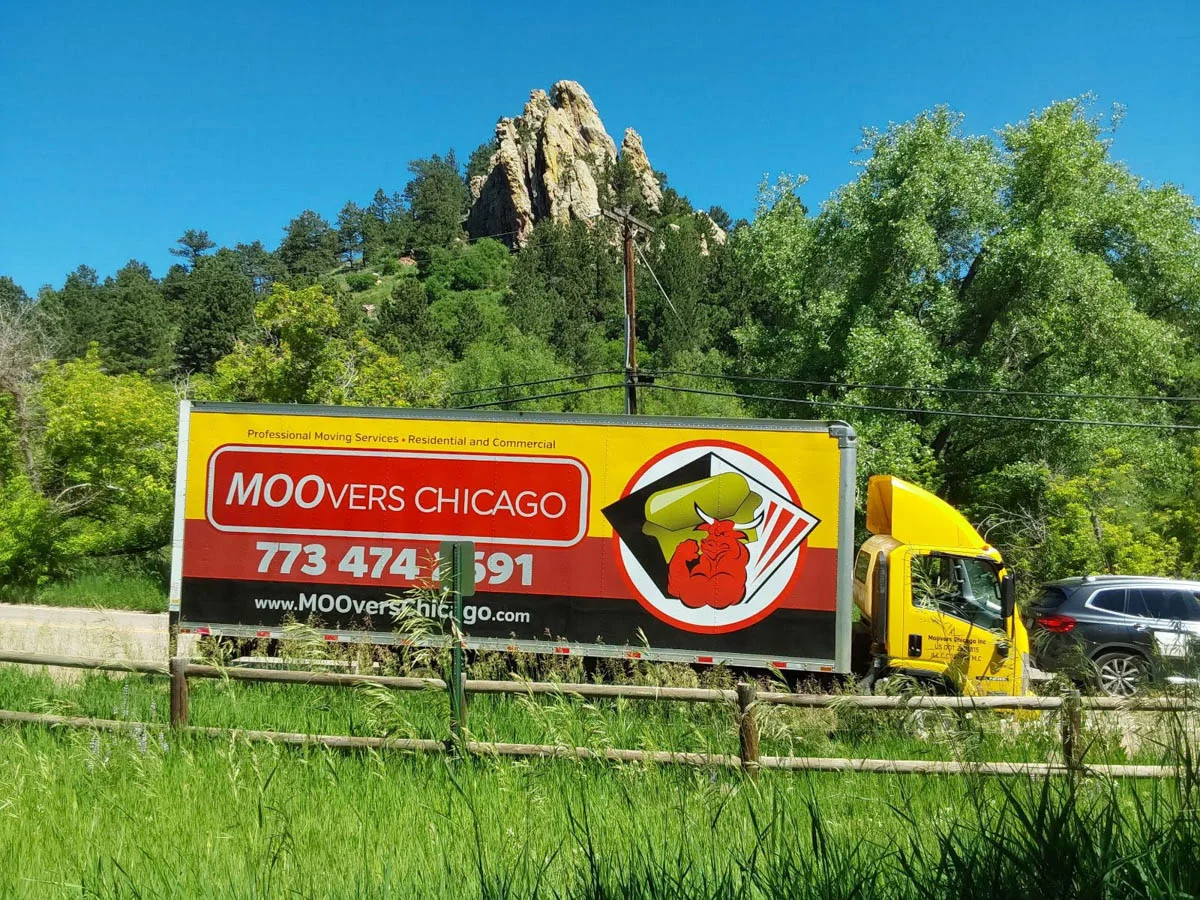 Moovers Chicago truck in scenic Colorado, local and long distance moving services.