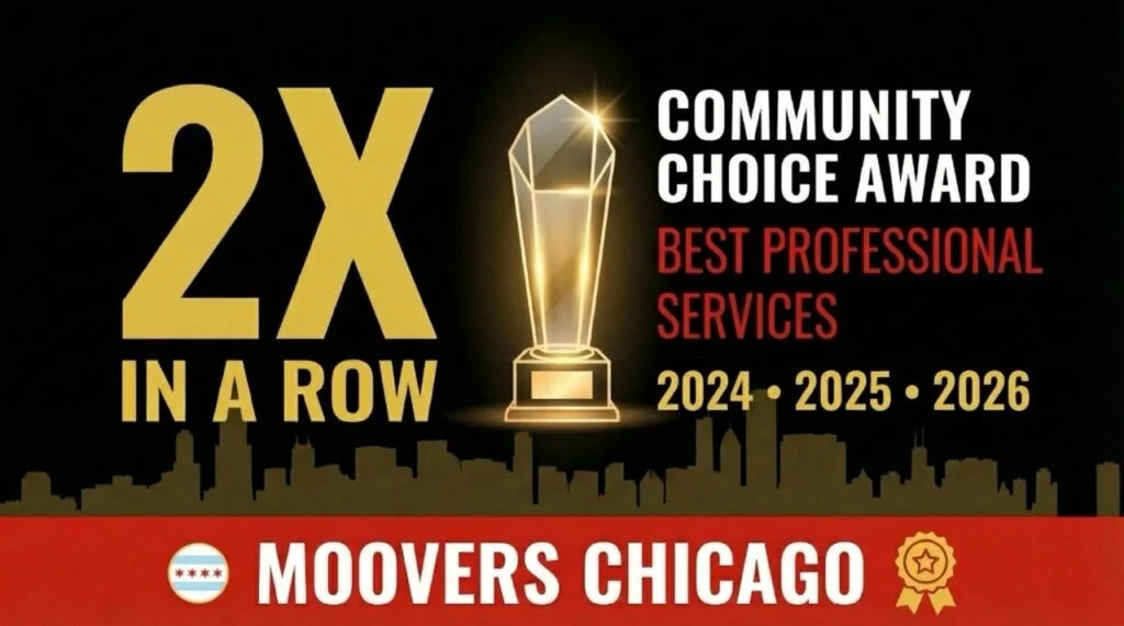 Moovers Chicago wins Community Choice Award for Best Professional Services 2024-2026.