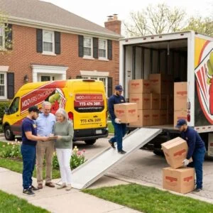 Moovers Chicago team assisting seniors with moving services.