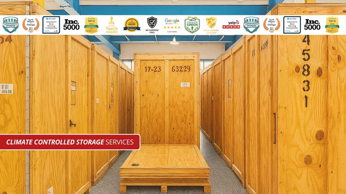 Climate-controlled storage services by Moovers Chicago, a trusted moving company.