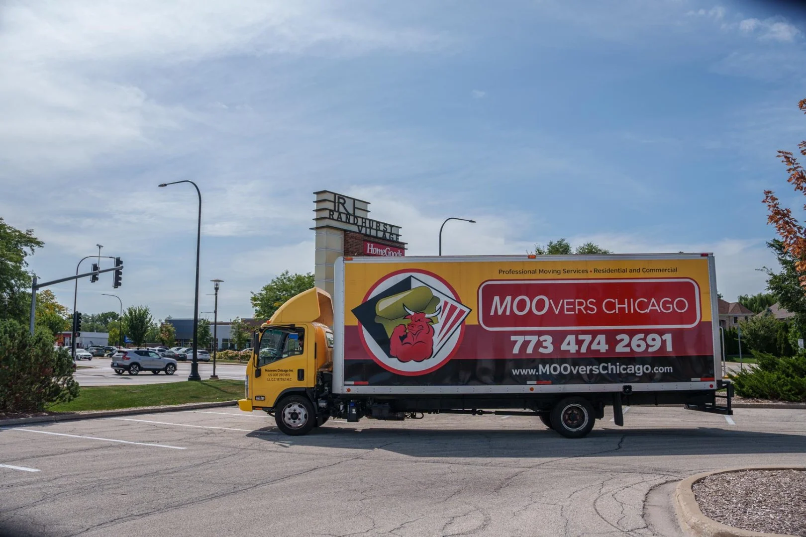 Moovers Chicago truck parked, offering local and long distance moving services.