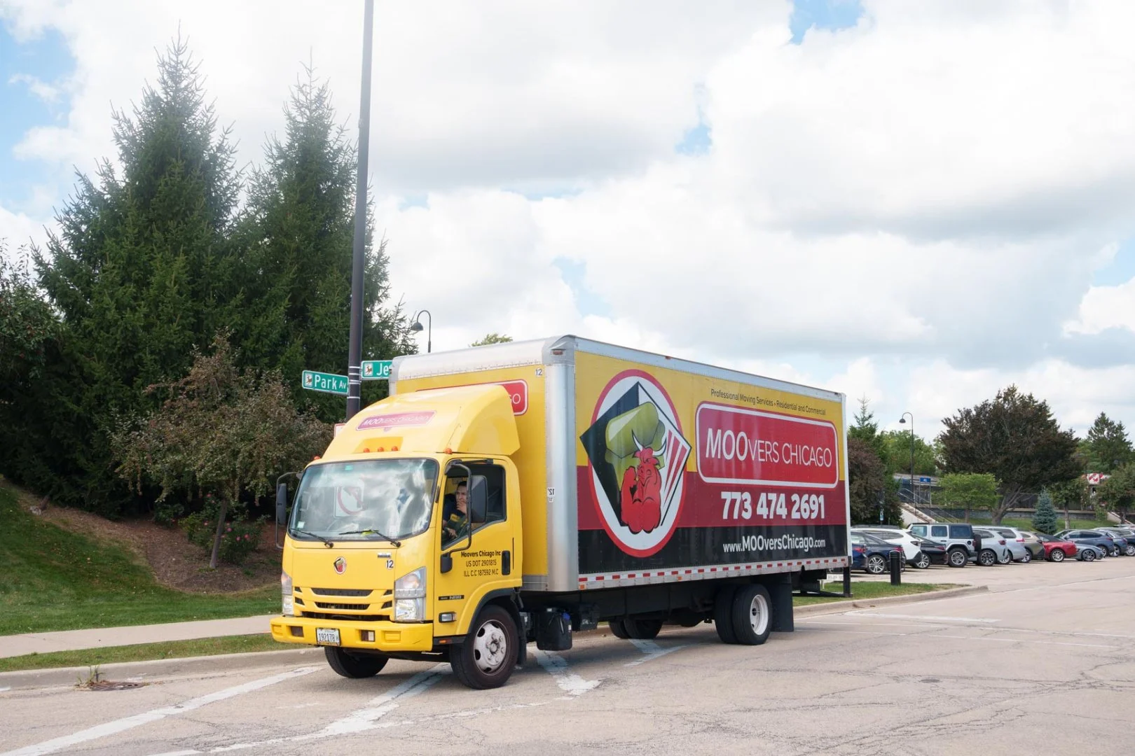 Moovers Chicago truck parked on a street, offering local and long distance moving services in Deerfield, IL.