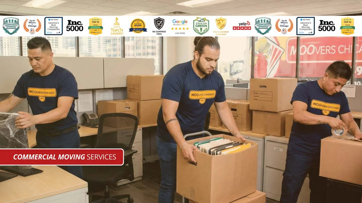 Moovers Chicago team providing commercial moving services.