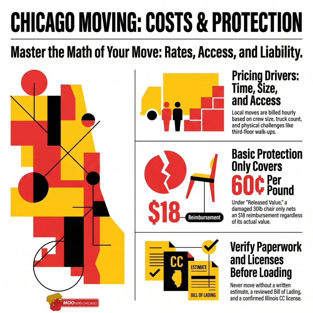 Chicago moving costs and protection infographic by Moovers Chicago.