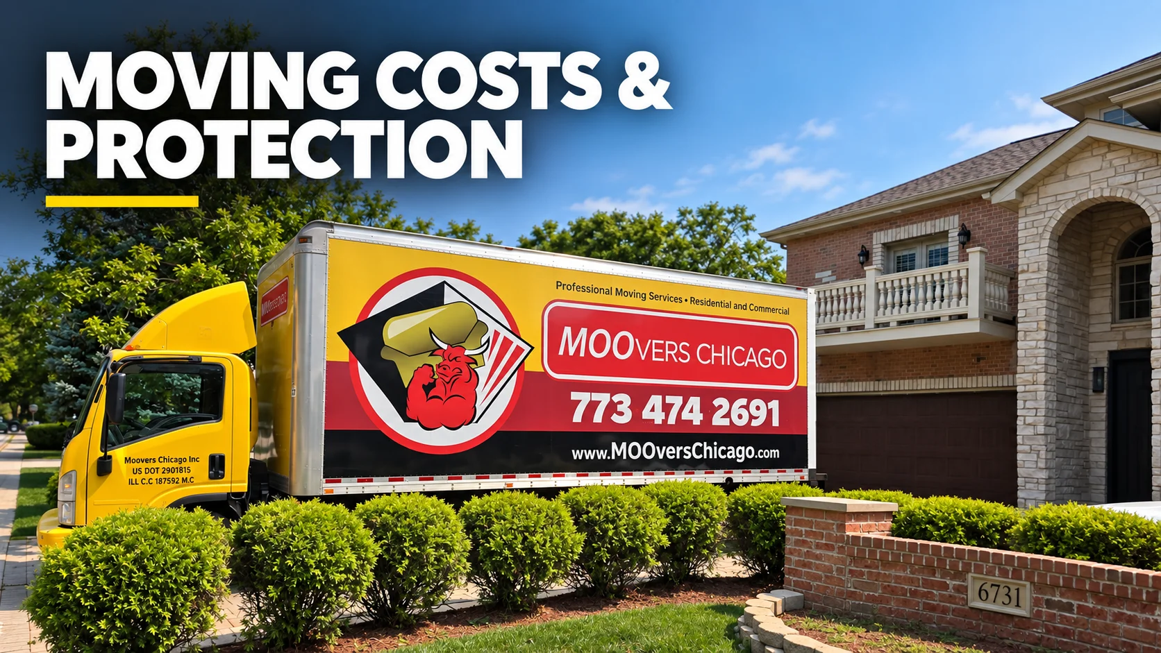 Moovers Chicago moving truck parked, offering local and long distance moving services.