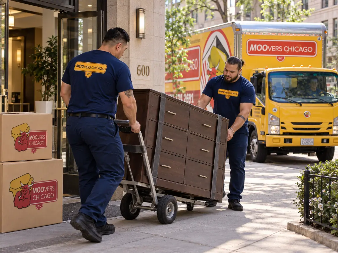 MOOvers Chicago team removing large furniture during a move